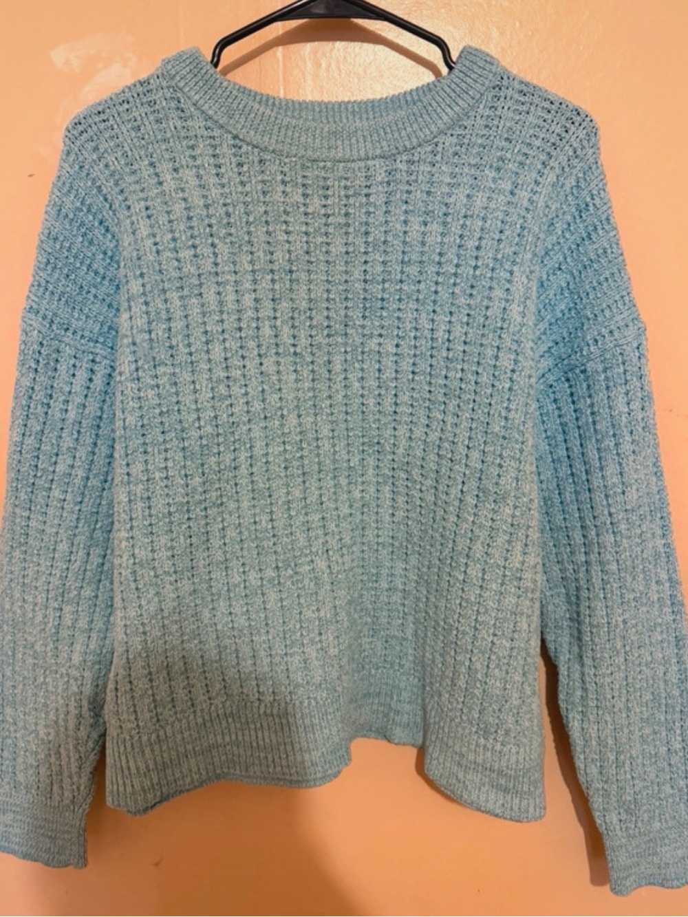 Time and Tru Light Blue Waffle Knit Crewneck Sweater